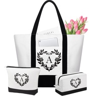 Birthday Gifts for Women Her - Gifts for Women Initial Canvas Tote Bag Makeup Bag Birthday Gifts for