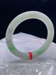 純天然 A 貨翡翠玉手鐲 尺寸:54.8 冰糯種飄綠  帶烏雞  冰潤細膩