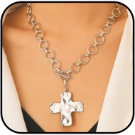 Coarse Necklace for Women, Cross Necklace, Large Cross Necklace, Fashionable Toggle Necklace, Hammer