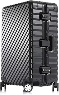 KLASIK Aluminum Carry-On Suitcase Spinner - 100% Aluminum TSA 21" 24" 28", Black, Suitcase - 24"