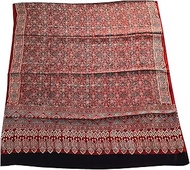 Ajrakh Hand Block Print Modal Silk Dupatta 2.5 Mtr (DUM15 Maroon/Black), Maroon & Black