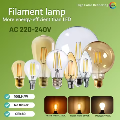 3pcs Retro Led Light Bulb E27 B22 E14 C35 A60 ST64 AC220-240V Edison Filament Bulb Vintage Warm Glas