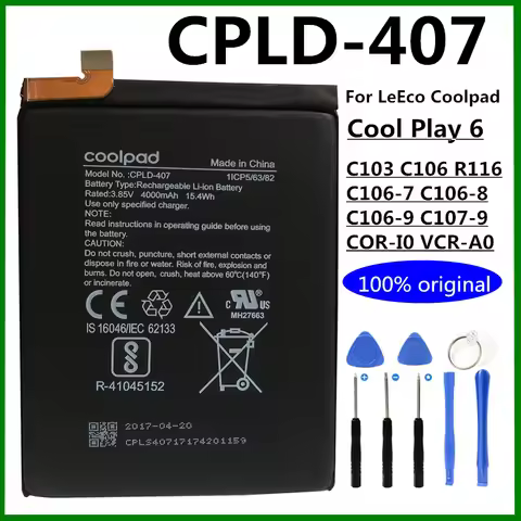 Original CPLD-407 403 Battery for Coolpad Cool 1 Play 6 COR-I0 VCR-A0 Cool1 Changer 1C C107-9 C106-7