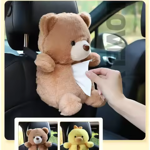 Car Tissue box plush cute cartoon bear duck seat back hanging drawer cover Lady car Creative decor t