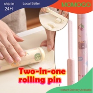 2in1 Rolling Pin For Pastry Pizza Dough Rolling Cylinder Plus Scale Etched Cutter Dual Purpose cook 