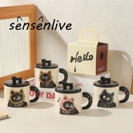 SENSEN LIVE mug gift tumbler cute ceramic mug exchange gift coffee cup with lid cute mug cup cute ki