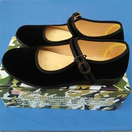 Old Beijing Women's Plain Velvet Etiquette Shoes Black Suede Shoes Hotel Work Shoes Flat Casual Etiq