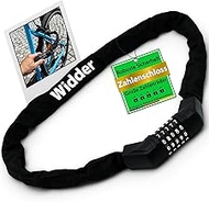 WIDDER Bicycle Lock with Combination Code [Extra Large Number Wheels, 5 Numbers] - Only 850 g Combin