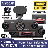 B16W Wifi-4 Lens 360 Degree Dash Cam Untuk Kereta DVR Kereta 1080P 4-Saluran Kamera Depan Perakam Vi