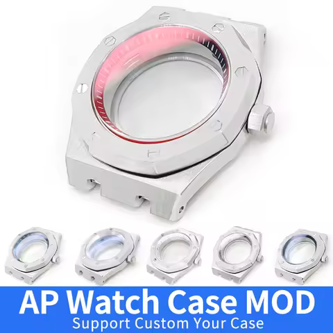 AP Silver Watch Case MOD NH35 NH36 4R36 Stainless Steel 3 Crown Position Shiny/Brushed Sapphire Glas