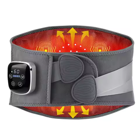 Electric EMS Waist Massager Support Belt EMS Microcurrent Stimulation Vibration Hot Compress Brace L