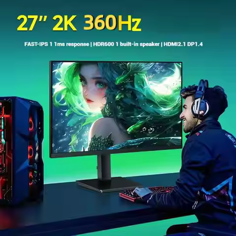 27" QHD 360Hz 240Hz HDR Gaming Monitor | 1ms GTG | AMD FreeSync | LED Light Bar | Fully Adjustable S