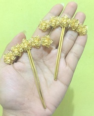 Tusuk Konde Gondang Sanggul Bunga Kendari besar titanium emas 24 k