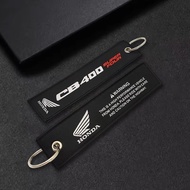 For Honda CB400 CB 400 CB400SF 1PC High Quality Motorcycle Embroidery Emblem Keychain Keyring Key Ri