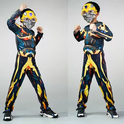 Bumblebee Transformers Costume Robot Armor Long Sleeve Jumpsuit Autobot Cosplay Outfit Halloween Car
