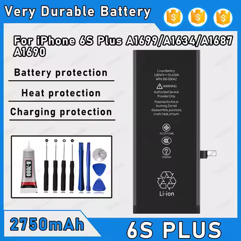 100% 0 Cycle High Capacity Battery For iPhone 6S Plus A1699/A1634/A1687 Phone Bateria + Free Tool Ki