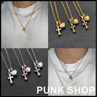 Necklace 22K White Gold Cross Heart Double Pendant Necklace 3955