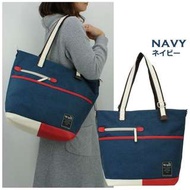 日本 W*lt 深藍色帆布 紅白色皮底 側咩袋