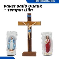 LILIN SITTING CROSS PACKAGE + CANDLE COVER CATHOLIC SITTING CROSS/ SPIRITUAL CANDLE/