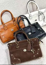 ✨COACH Rhyder 24 Cowhide Suede Motorcycle bag Shoulder bag