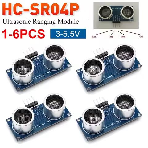 1-6PCS HC-SR04 Ultrasonic Wave Detector Ranging Module HC-SR04P HC SR04 HCSR04P Distance Sonar Senso