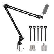 Microphone Boom Arm Stand Heavy Duty Adjustable Suspension Mic Arm Holder with Mic Clip Table Mounti