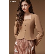 Women's Format Vest B959-866N with decorative buttons at U neck