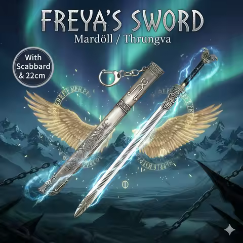 Freya's Blade Thrungva, God of War Ragnarok Mardoll Prop, Sparrow's Bite Metal Replica, 22cm Desk De