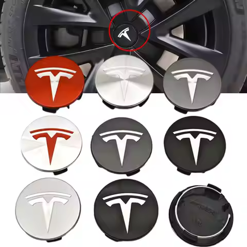 4 Pcs/Set Suitable for Tesla Model 3 Y S X Wheel Center Cap Badge, Modified Wheel Hub Cap ABS 56mm T