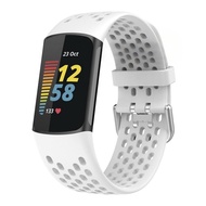 xDfind Hole Style Breathable Silicone Watch Band for Fitbit Charge 6 / 5 Tali Jam Silikon Berlubang 