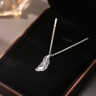 s999 sterling silver exquisite feather pendant elegant clavicle necklace s999银羽毛吊坠锁骨项链