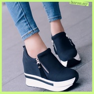 Elegant Zip Woman Wedges Shoes Sneaker Shoes Korean Platforms Kasut Wanita