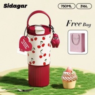 Sidagar Stainless Steel Thermos Bottle With Handle & Straw (316L/750ml)
