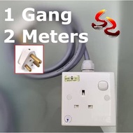 2 Meters 15A to 13A Multi Way Heavy Duty Trailing Power Extension Socket Cable Set 1GANG / 2GANG / 3