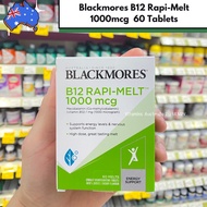 วิตามินบี 12 Blackmores Vitamin B12 Rapi-Melt 1000mcg แบล็คมอร์ ขนาด 60 เม็ด เม็ดอมละลายไวรสเชอรี่ E