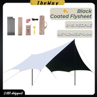 Camping Waterproof UV-proof Shelter 4x6 Tent Awning Butterfly Shape Tarp Flysheet black Coating 5.5m x 4.4m
