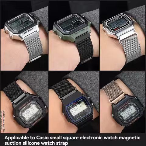 For Casio small square AE1200WH AE1300/1000/1500 F-91W A158/A168 H-218 convex steel strip breathable