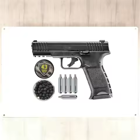 Pack Pistolet Umarex T4E TPM1 7.5J Cal .43 + Boite De 100 Billes Caoutchouc Hard Case Bundle Vintage