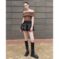 Chân Váy Kim Sa Xòe Bồng Dáng Ngắn Nữ DX DEXUS Đen Bling Bling BELING SKIRT_U3SW241102