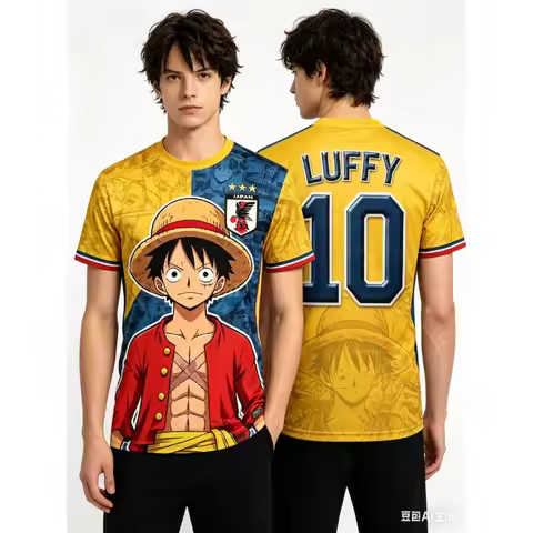Japan One Piece Luffy Football Jersey Men T-shirt Kids Football Special Jersey Kit Adult Men's/Women