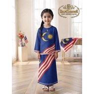 Latest Collection of 2026 Merdeka Raya Children's Clothes, 2 Pieces, Long Sleeve, Round Collar, Stra