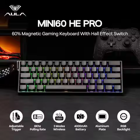 AULA Mini60 HE/Pro/Max 60% Magnetic Switch Keyboard RGB Tri Mode Wireless Mechanical Keyboard 8000Hz