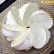 景德鎮碗盤碟陶瓷家用骨瓷防燙高腳飯碗裝泡麵碗餐具套組2022新款陶