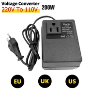 200W Voltage Converter 220V To 110V Transfoer Step Down Transfoer Voltage Converter Travel Adapter EU// Plug Inverter