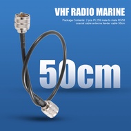 Pack of 2 CB Radio Antenna Cable 50Cm PL259 UHF Male to Male RG58 Coaxial Patch Lead for Amateur Ham