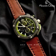 *Ready Stock*ORIGINAL Alexandre Christie 6613MCLTBGN Quartz Genuine Leather Water Resistant Chronograph Men’s Watch