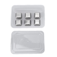 6 Pack Pure Ti Ice Cubes Reusable Whiskey Stones Metal Cooling Non-Diluting Chilled Rocks for Drinks