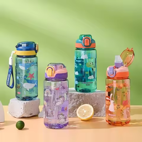 BPA Free Plastic Water Bottle Portable Leak Proof Sports Bottle 600ml Lightweight Reusable Drinking 