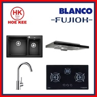 Fujioh Glass Hob + Fujioh Slimline Hood + Blanco Naya 8 Silgranit Sink + Blanco Mida XL Sink