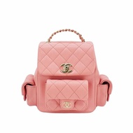 Chanel 展示品 Duma 粒紋小牛皮淡金釦後背包(AS4399-粉)